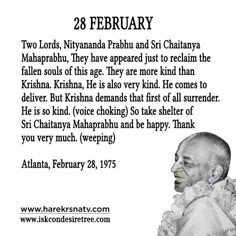 Prabhupada Quotes For The Month of February 28