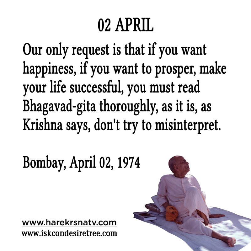 Prabhupada Quotes For The Month of 02 April
