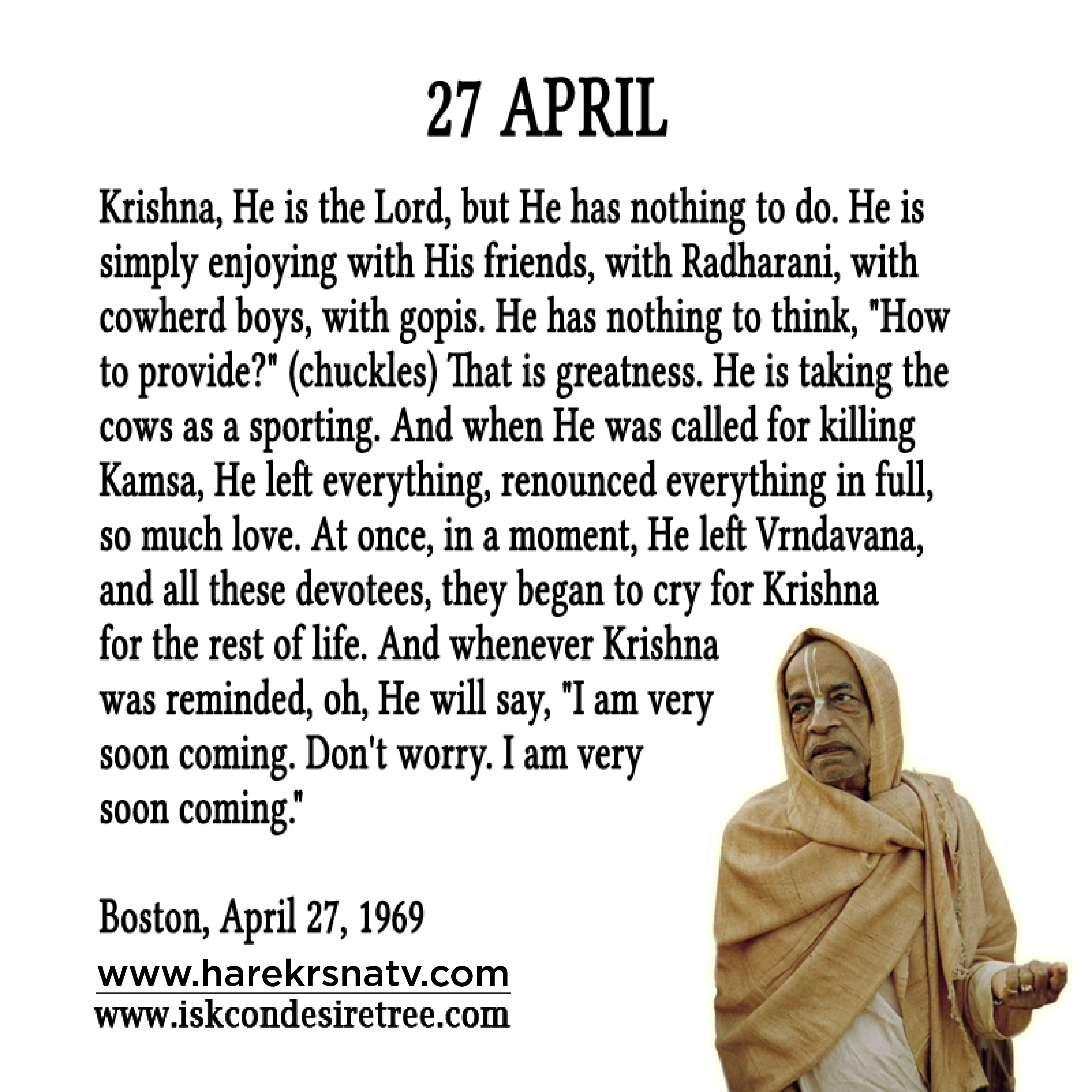 Prabhupada Quotes For The Month of 27 April