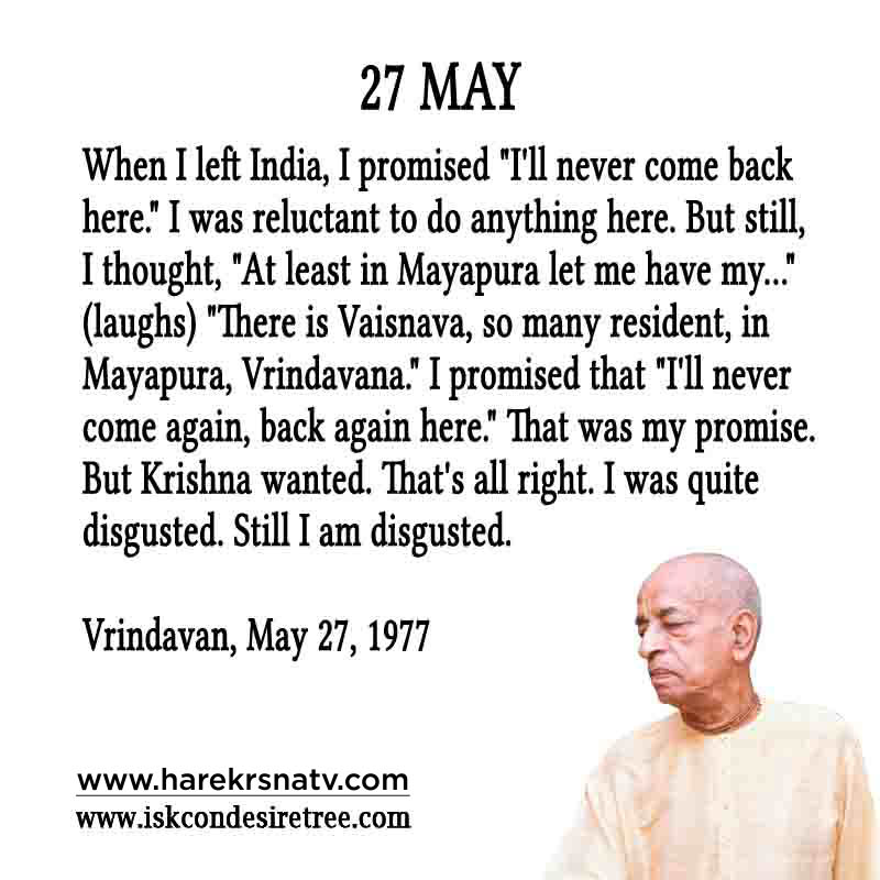 Prabhupada Quotes For The Month of 27 May