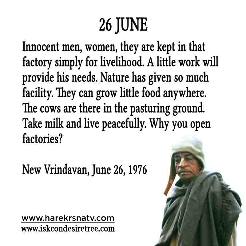 Prabhupada Quotes For The Month of 26 June