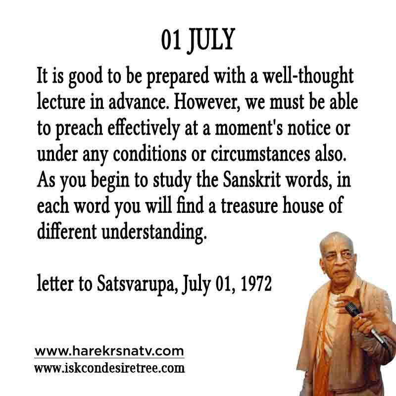 Prabhupada Quotes For The Month of 01July