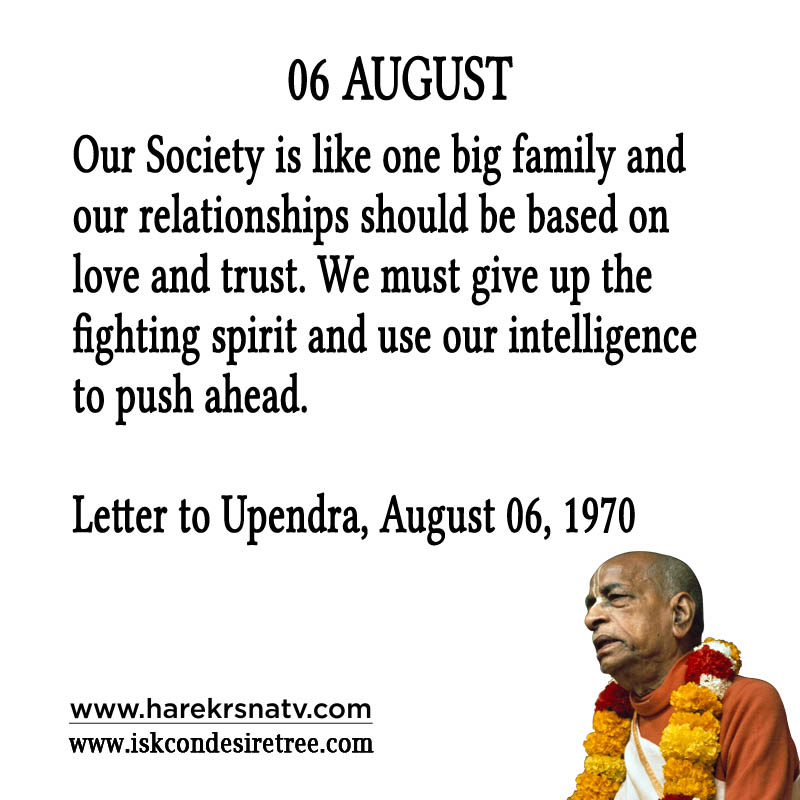 Prabhupada Quotes For The Month of 06 Augst